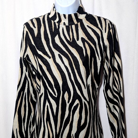 ZARA bodycon MINI DRESS Sz SMALL ZEBRA PRINT LONG SLEEVES made in MOROCCO - Picture 3 of 10